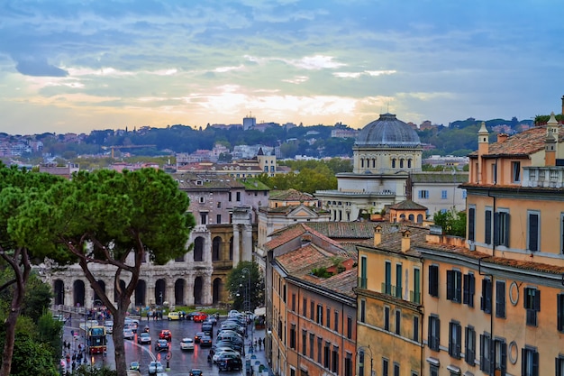 Rome panorama building evening