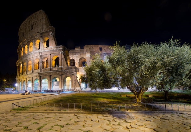 Rome's circus coliseum, illuminated at night