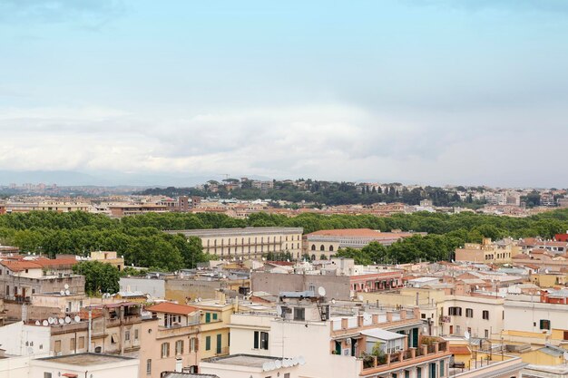 Rome and vatican city skyline from window of the vatican museum in cloudy day