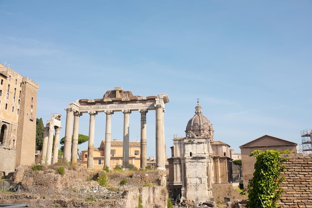 Romeinse ruïnes in Rome, Forum. Romeinse oude architectuur.