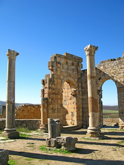 Romeinse ruïnes in Volubilis, Marokko