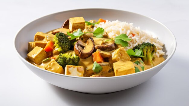 romige kokosnootcurry met tofu en groenten