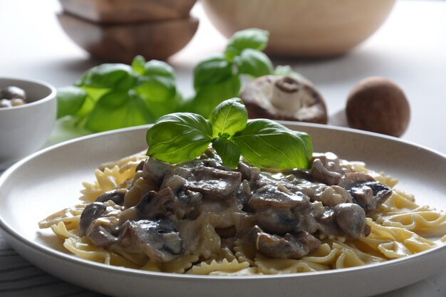 Romige Paddenstoelen Fettuccini Alfredo pasta