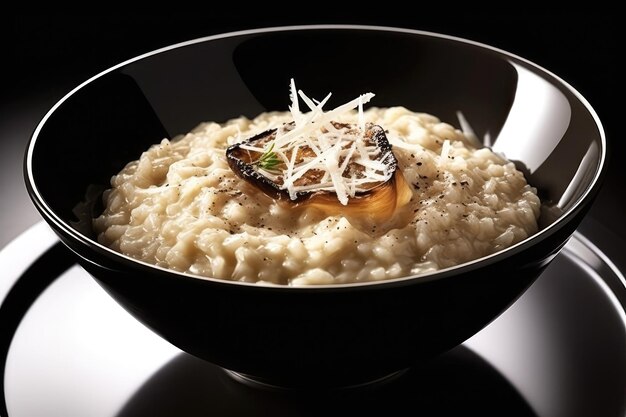 Romige Truffel Risotto Bestrooid Met Geraspte Parmezaanse Kaas Generative AI