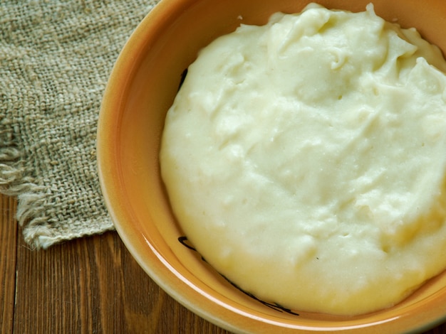 Rommegraut  Norwegian porridge made with sour cream, whole milk, wheat flour, butter, and salt