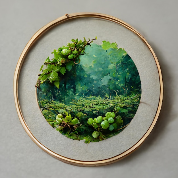 rond frame met groene bladeren en bessen