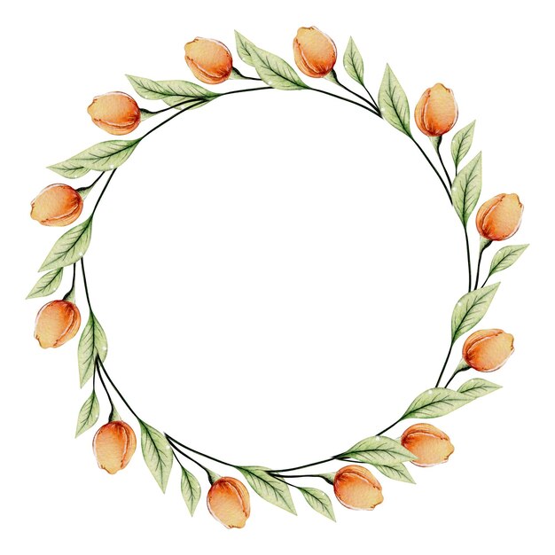 Foto rond frame van oranje wilde bloemen voor scrapbooking design