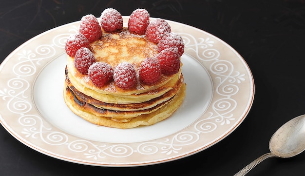 Ronde cake van verschillende lagen met frambozen