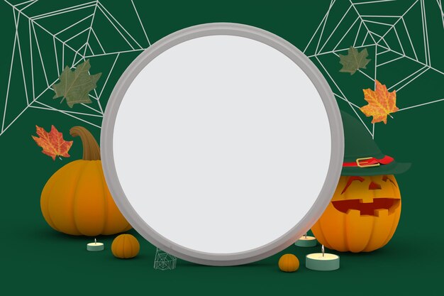 Ronde frame voorkant op achtergrond met Halloween-thema