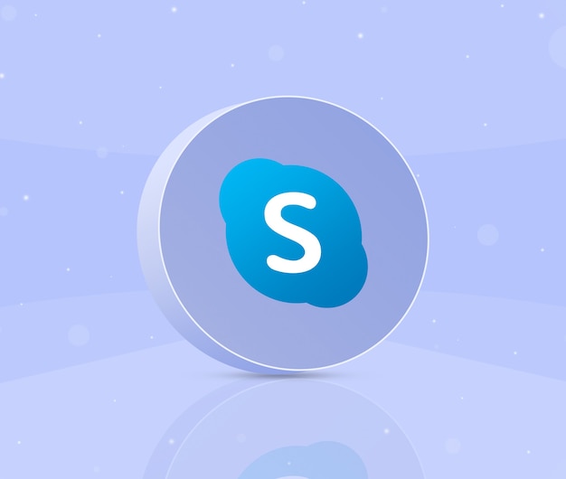 Ronde knop met skype logo pictogram 3d