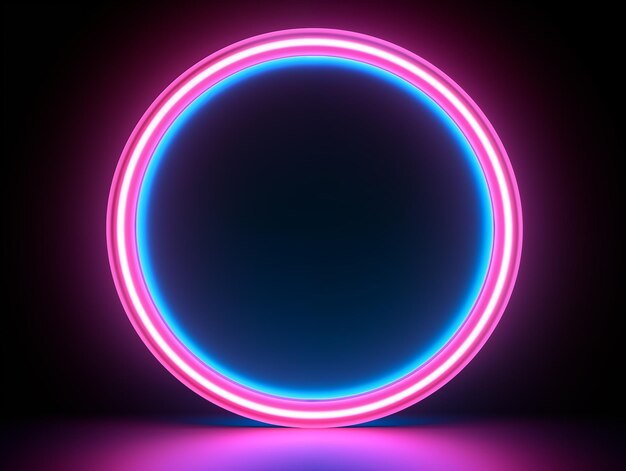 Foto ronde neon licht frame roze cirkel rand