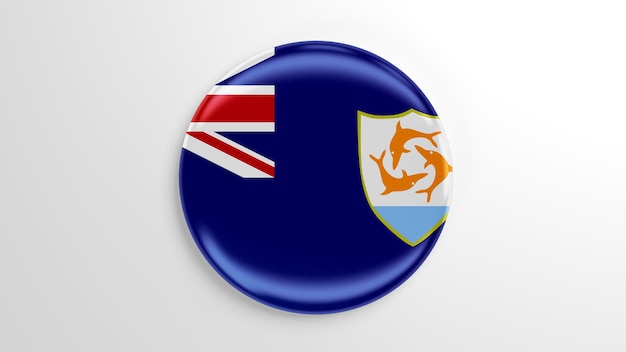 Ronde Pin Anguilla Vlag 3D illustratie