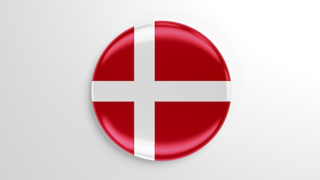 Ronde Pin Denemarken Vlag 3D illustratie