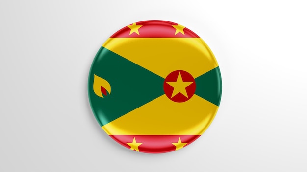 Ronde Pin Grenada Vlag 3D illustratie