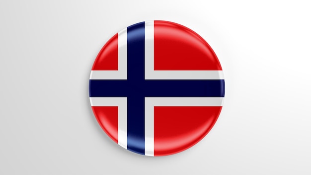 Foto ronde pin noorwegen vlag 3d illustratie