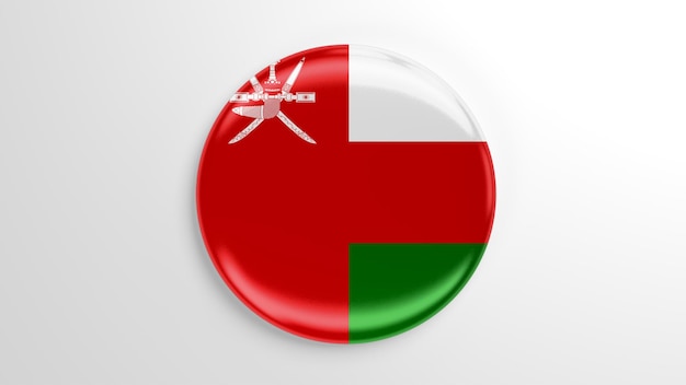 Ronde Pin Oman Vlag 3D illustratie