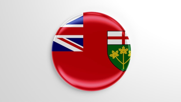 Ronde pin Ontario vlag 3D illustratie