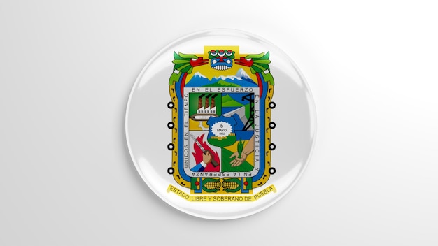 Ronde Pin Puebla Vlag 3D illustratie