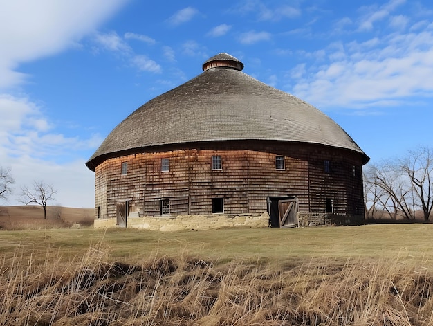 Ronde schuur op het platteland