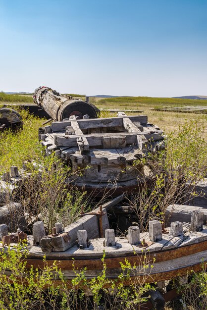 Foto rondsel en bovenste rondsel van horizontale as van windmolen chelyabinsk regio rusland