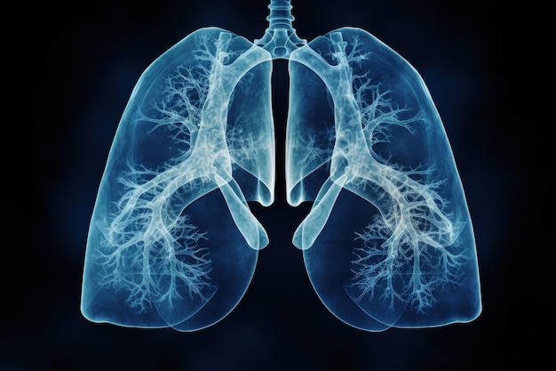 Röntgenfoto van de longen waarop een tumor te zien is die verband houdt met longkanker