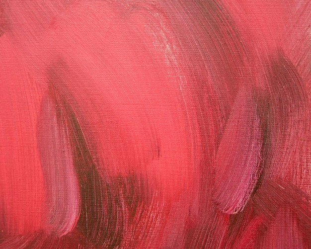 Rood abstract acryl penseelstreekontwerp op canvas