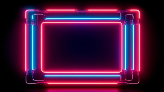 Rood blauw neonlichtframe op donkere generatieve AI als achtergrond