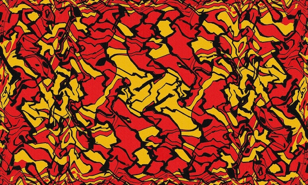 Foto rood en geel met zwarte lijn doodle abstracte kunst achtergrond