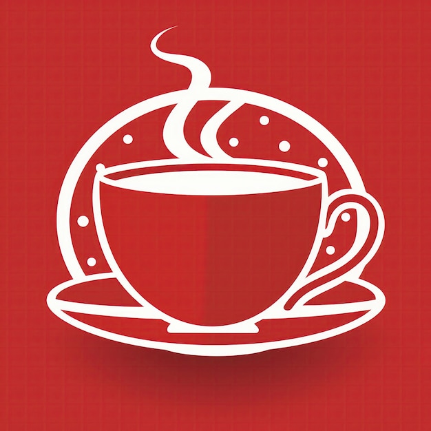 Rood En Wit Beeld Van Koffiekopje Logo Generatieve AI