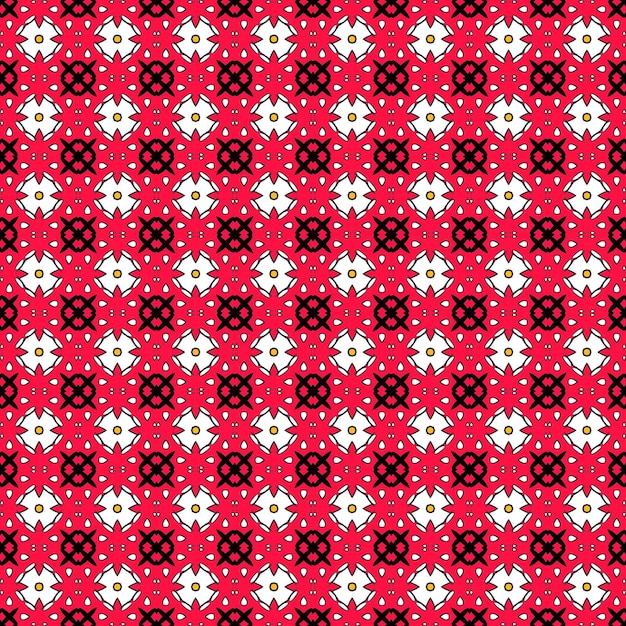 Foto rood en wit patroon met een patroon van bloemen en bladeren.