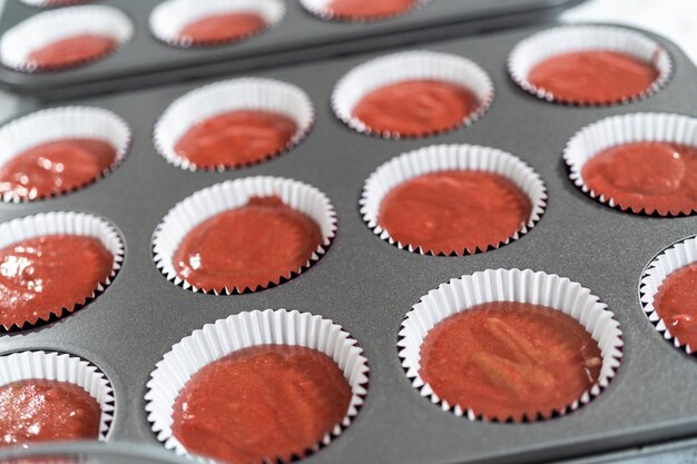 Rood fluwelen cupcakes