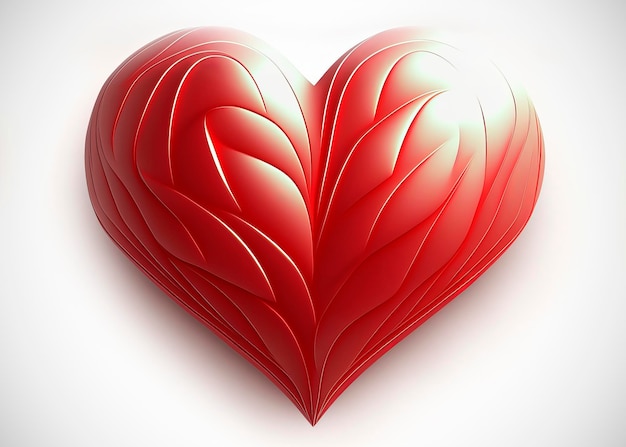 Rood glanzend blik futuristisch hart op witte achtergrond