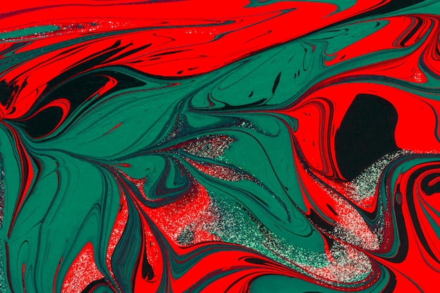 Rood groen acryl vloeistof kunst abstracte creatieve kerst achtergrond