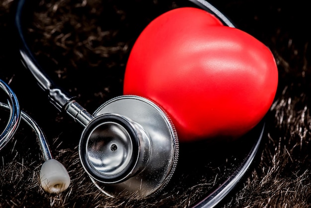 Rood hart en een stethoscoop, gezondheid en dokter