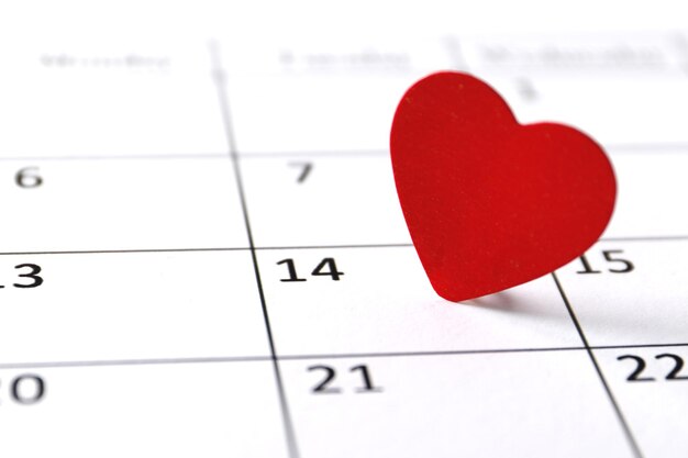 Rood hart kalender. Liefdes verklaring. Valentijnsdag feest