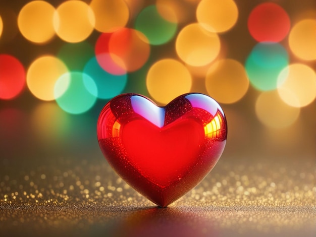 rood hart op een gouden wazige achtergrond bokeh bokeh achtergrond romantische valentines dag diepte o