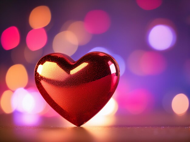 rood hart op een gouden wazige achtergrond bokeh bokeh achtergrond romantische valentines dag diepte o