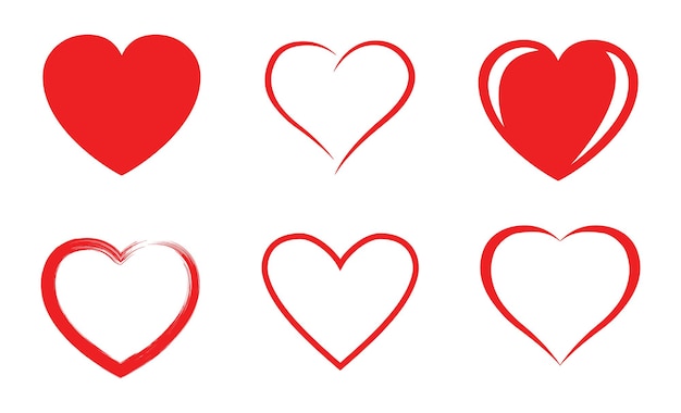 Rood hart pictogrammen instellen vector
