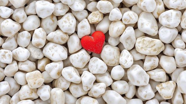 Foto rood hart tussen de witte stenen