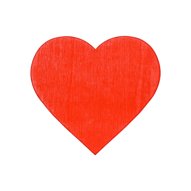 Foto rood houten hart geïsoleerd op witte achtergrond