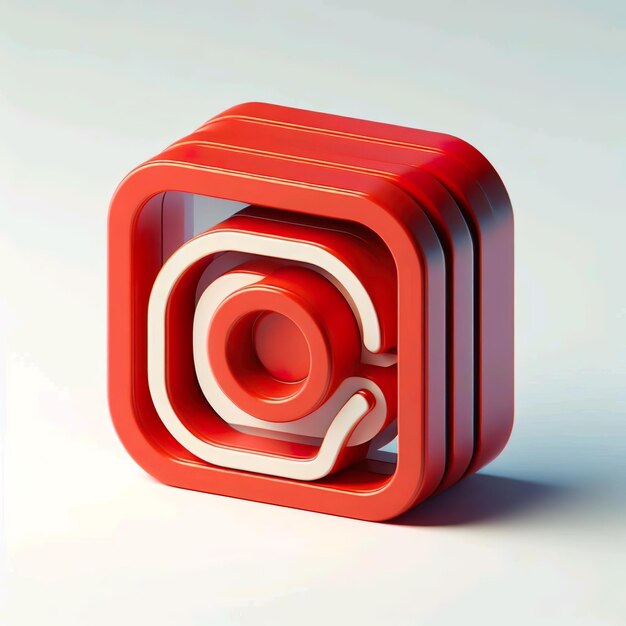 Foto rood instagram icoon op witte 3d