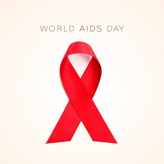 Rood lint en tekst wereld aidsdag