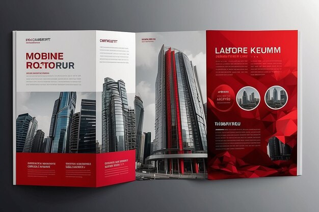 Foto rood modern brochureontwerp corporate business template voor jaarverslag catalogus tijdschrift