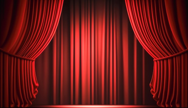 Rood podiumgordijn het concept van theateropera generatieve AI