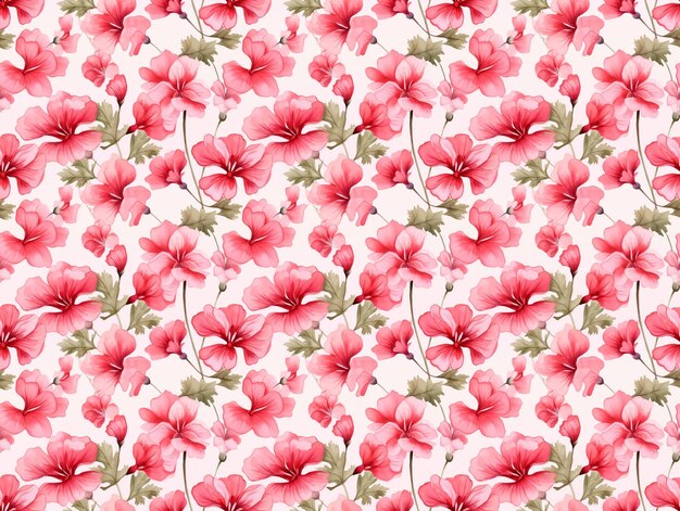 Rood roze geranium aquarel naadloze patroon