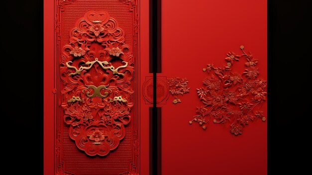 Rood thema uitnodigingsbrief met elegante gouden gravure traditionele Chinese stijl eenvoudig ontwerp