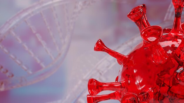 Rood virus op sci-achtergrond 3D-rendering