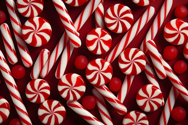 Rood-wit candy achtergrondpatroon van snoepstokjes