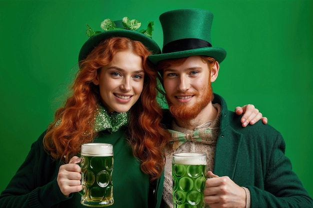 Foto roodharig stel viert st patrick's day generatieve ai