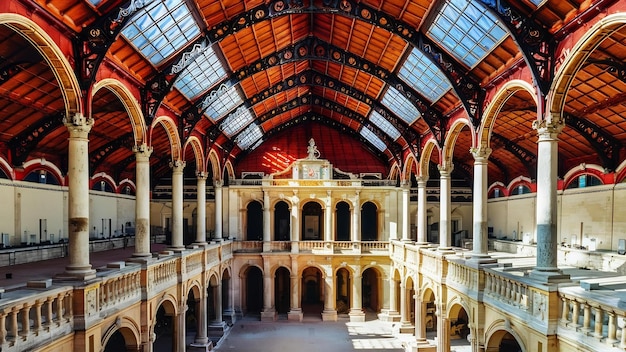 Photo roof and columns of the natural history museum of marseille under the sunlight in france